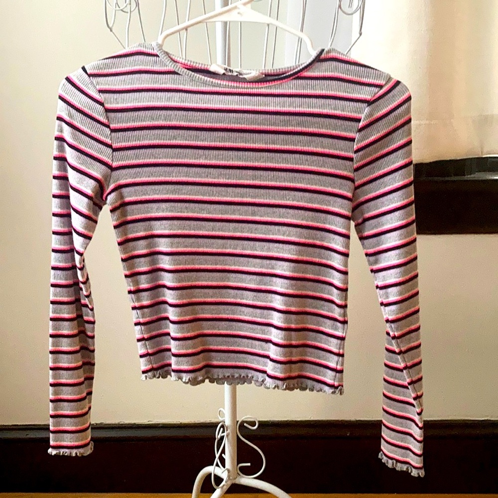 H&M Striped Ribbed Long Sleeve Top